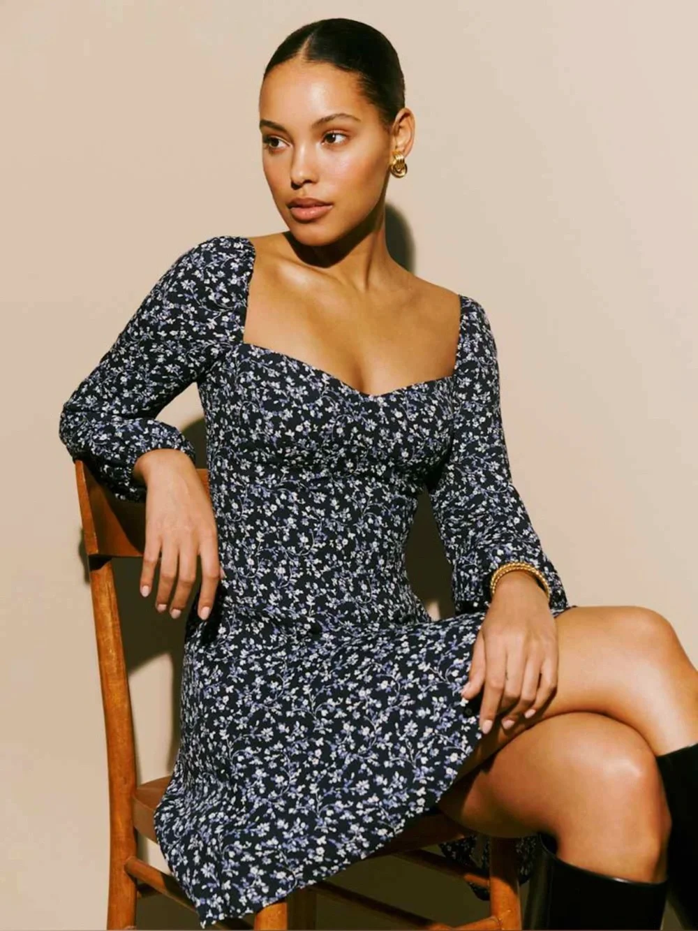 Reformation Mochi Floral-print Mini Dress In‎ Twilight Size 8